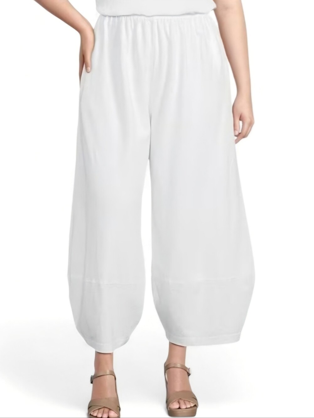 BRYN WALKER Oliver White Linen Wide Leg Barrel Lantern Lagenlook Pants Womens XL